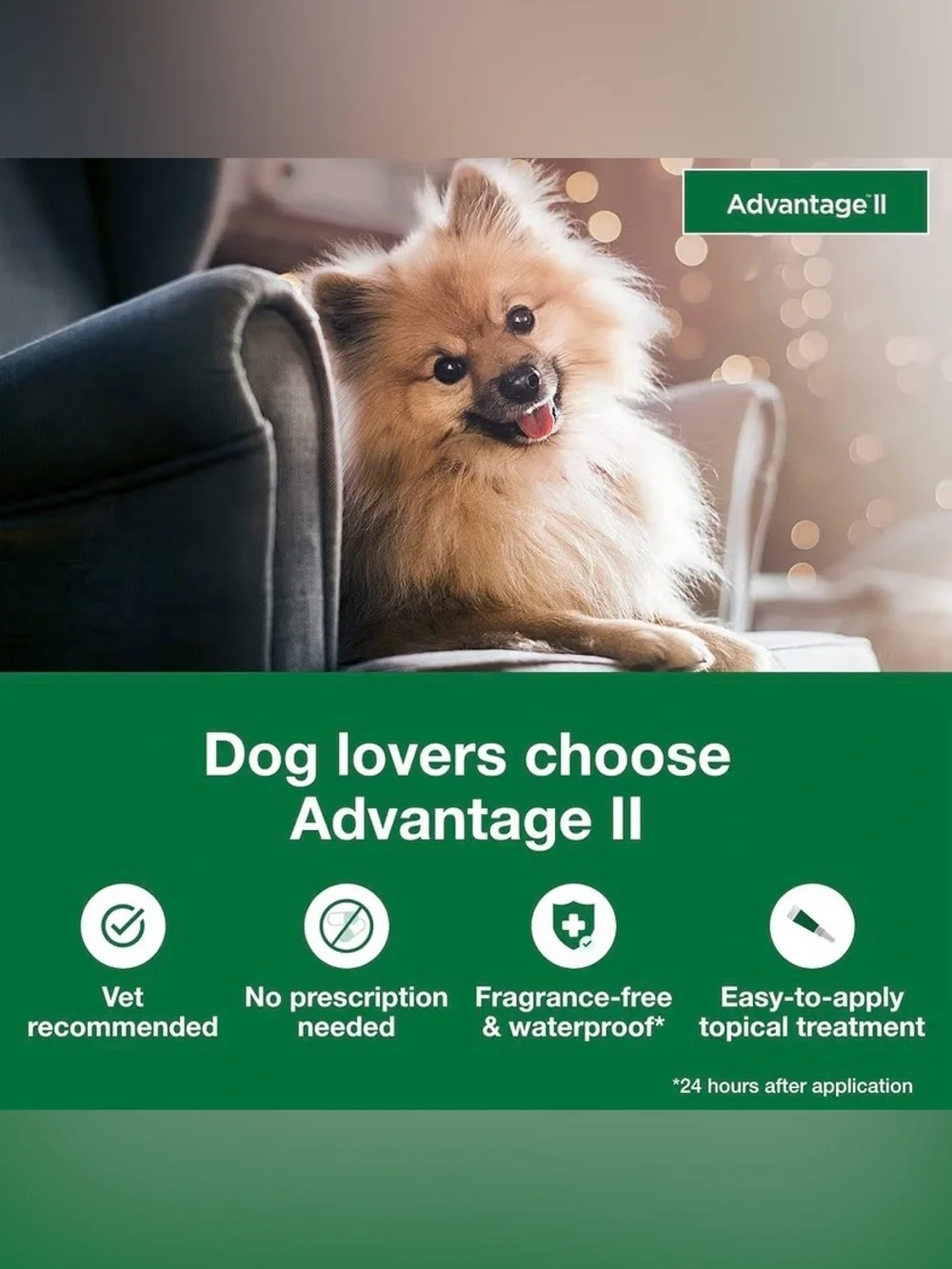 Advantage II Small Dog Flea & Lice Treatment 4 Monthly Doses 3-10 lbs